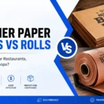 Butcher paper sheets vs rolls comparison banner for restaurants, BBQ, and meat shop food packaging
