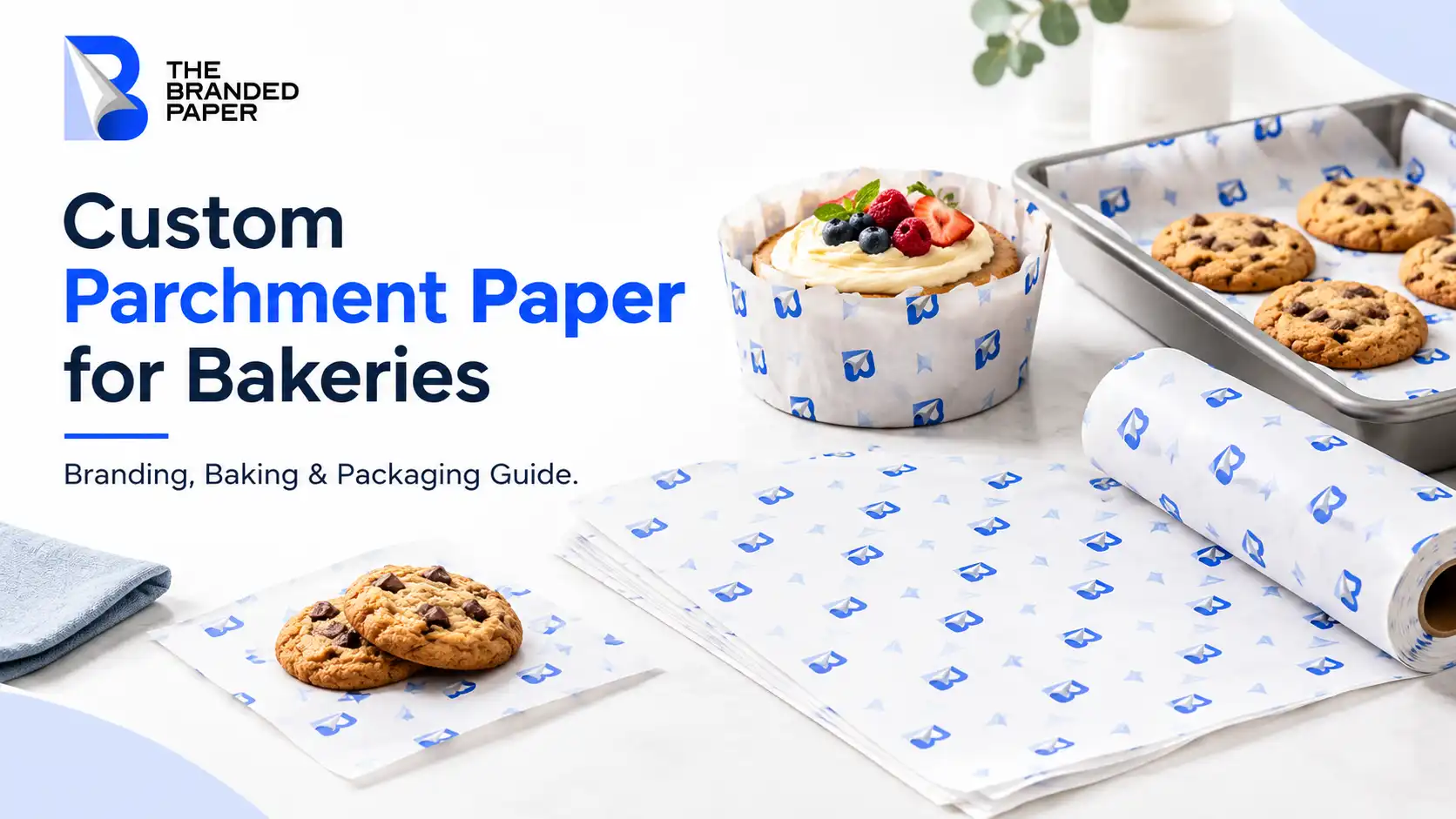 Custom parchment paper for bakeries used for baking, branded packaging, and food presentation
